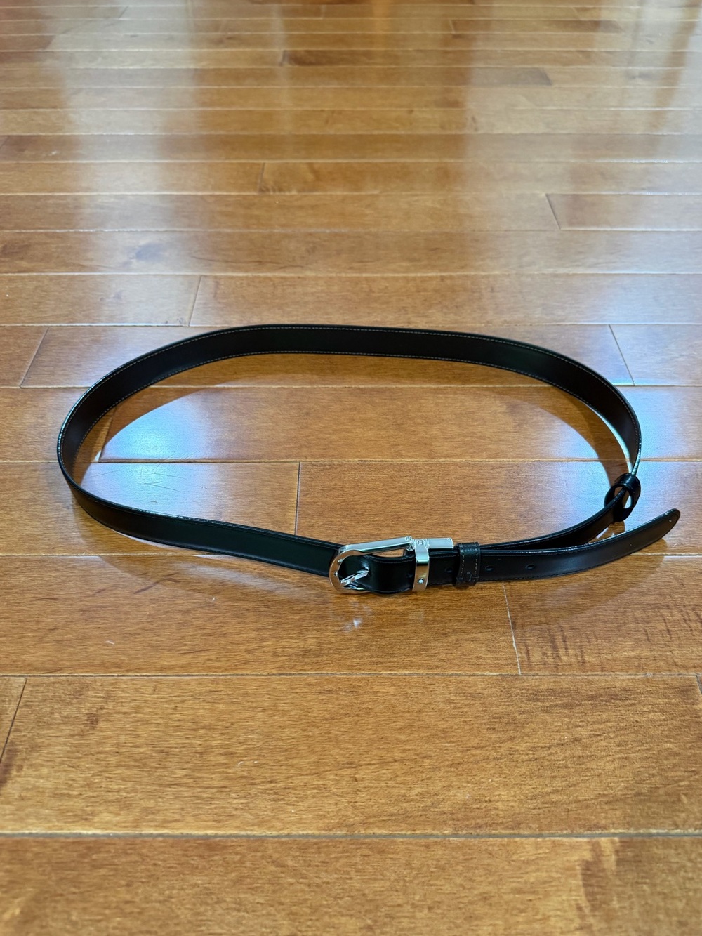 Montblanc Men’s Reversible Black & Brown Leather Belt w Silver Buckle - Picture 2 of 5